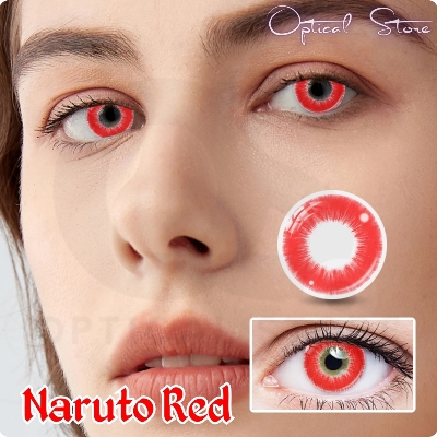Picture of New Halloween Exclusive Naruto Red Color Contact Lens With regular Kit Box For men & Women.1pair Halloween Naruto Red Color Contact Lens For Cosplay,Anime,Halloween Party & Costumes.Ksseye Halloween Series. #naruto.red
