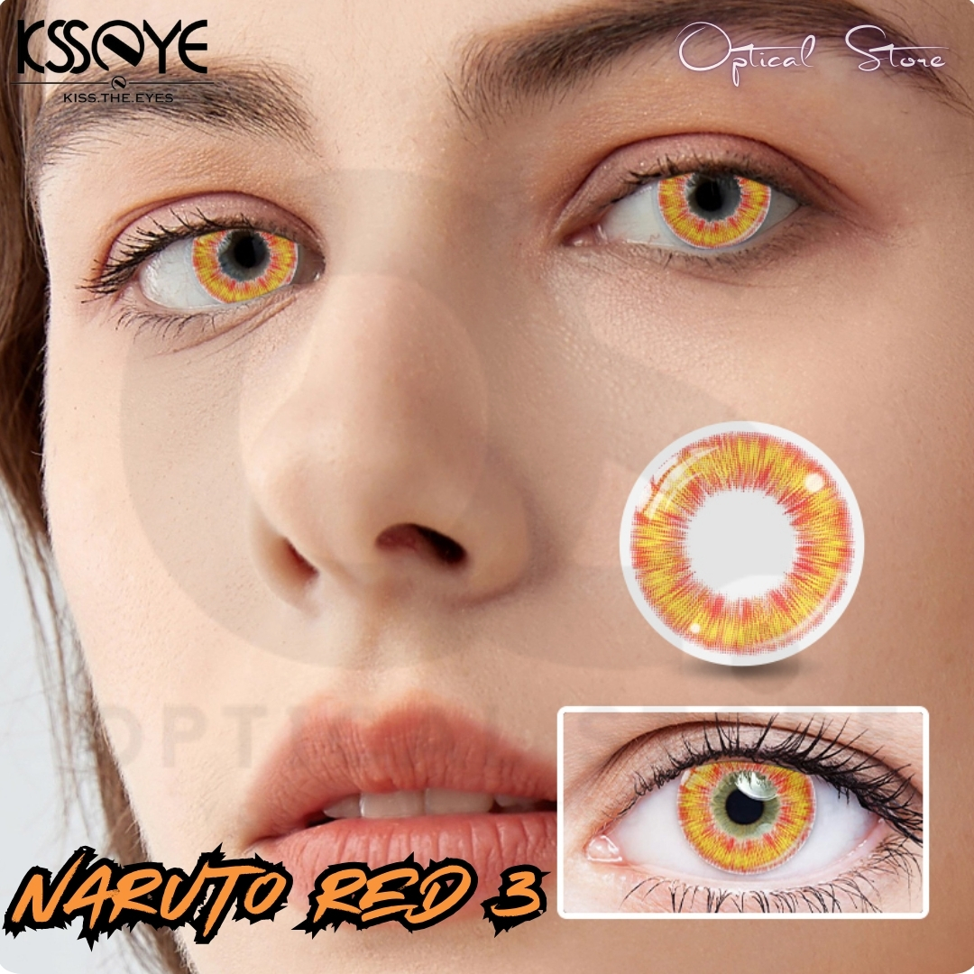 Picture of New Halloween Exclusive Naruto Red 3 Color Contact Lens With regular Kit Box For men & Women.1pair Halloween Naruto Red 3 Color Contact Lens For Cosplay,Anime,Halloween Party & Costumes.Ksseye Halloween Series. #naruto.red3
