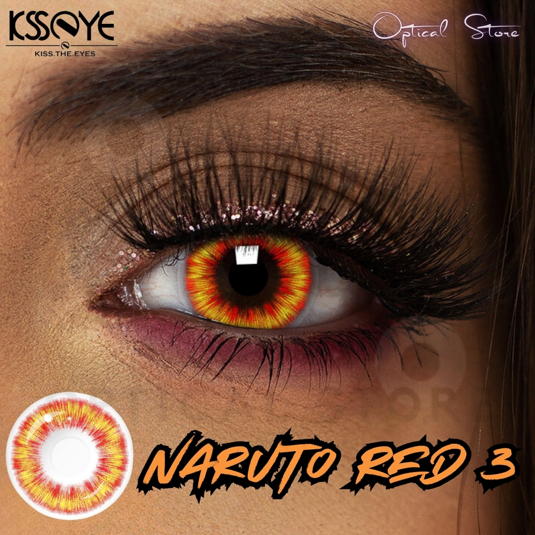 Picture of New Halloween Exclusive Naruto Red 3 Color Contact Lens With regular Kit Box For men & Women.1pair Halloween Naruto Red 3 Color Contact Lens For Cosplay,Anime,Halloween Party & Costumes.Ksseye Halloween Series. #naruto.red3