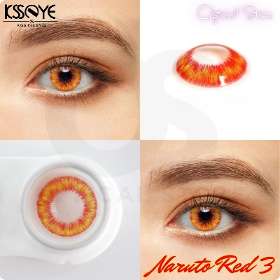 Picture of New Halloween Exclusive Naruto Red 3 Color Contact Lens With regular Kit Box For men & Women.1pair Halloween Naruto Red 3 Color Contact Lens For Cosplay,Anime,Halloween Party & Costumes.Ksseye Halloween Series. #naruto.red3