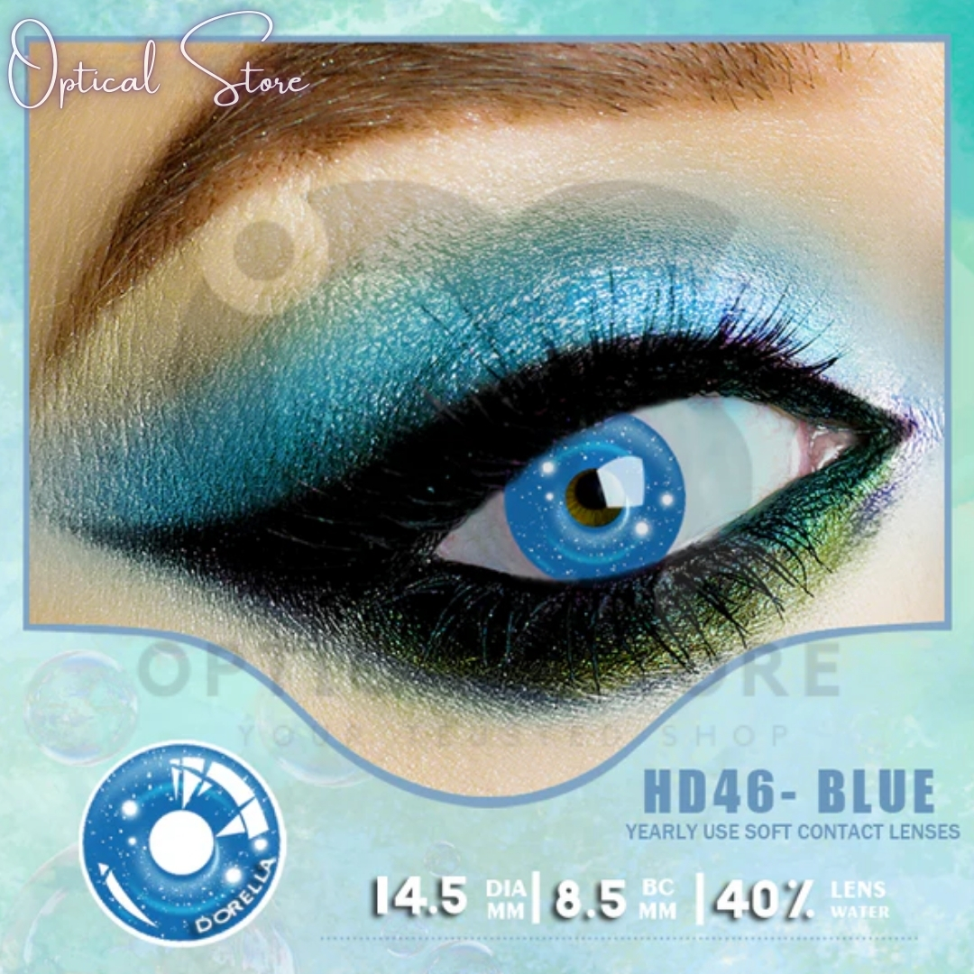 Picture of New Halloween Exclusive Diablo Universe #7 Color Contact lens With regular Kit Box For men & women. 1 pair Hd46 Blue color Halloween Contact Lens for Halloween Party,Cosplay,Anime & Costumes. Halloween  Color Contact Lens. #HD46