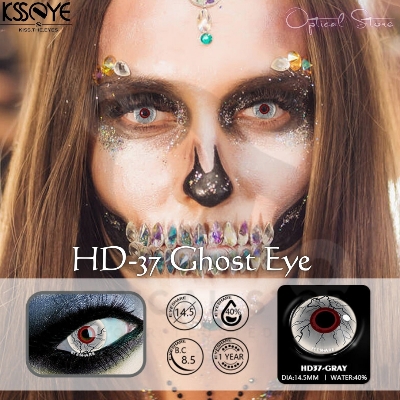 Picture of New Halloween Exclusive HD37 Ghost Eye Color Contact lens With regular Kit Box For men & women. 1 pair HD37 Ghost Eye Halloween Contact Lens for Halloween Party,Cosplay,Anime & Costumes. Halloween  Color Contact Lens. #HD37