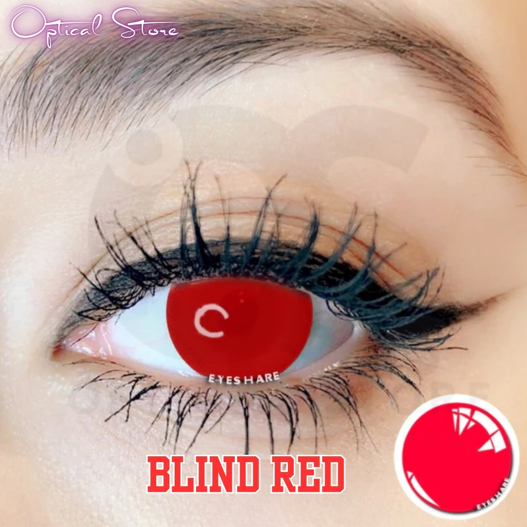 Picture of New Halloween Exclusive Blind Red/Red Out Color Contact lens With Regular KIt Box for Men and Women. 1pair Blind Red/Red Out Color Contact Lens For Photoshoot,Cosplay,Halloween Party & Costumes. Blind Series color contact lens. #blind.red