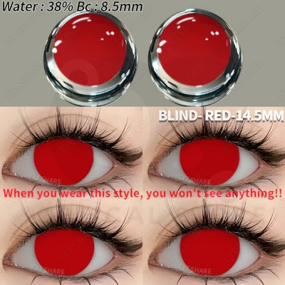 Picture of New Halloween Exclusive Blind Red/Red Out Color Contact lens With Regular KIt Box for Men and Women. 1pair Blind Red/Red Out Color Contact Lens For Photoshoot,Cosplay,Halloween Party & Costumes. Blind Series color contact lens. #blind.red