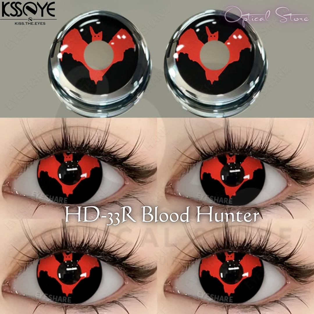 Picture of New Halloween Exclusive HD-33 Red Blood Hunter Color Contact lens With regular Kit Box For men & women. 1 pair HD-33 Red Blood Hunter Halloween Contact Lens for Halloween Party,Cosplay,Anime & Costumes. Halloween Contact Lens. #HD-33R