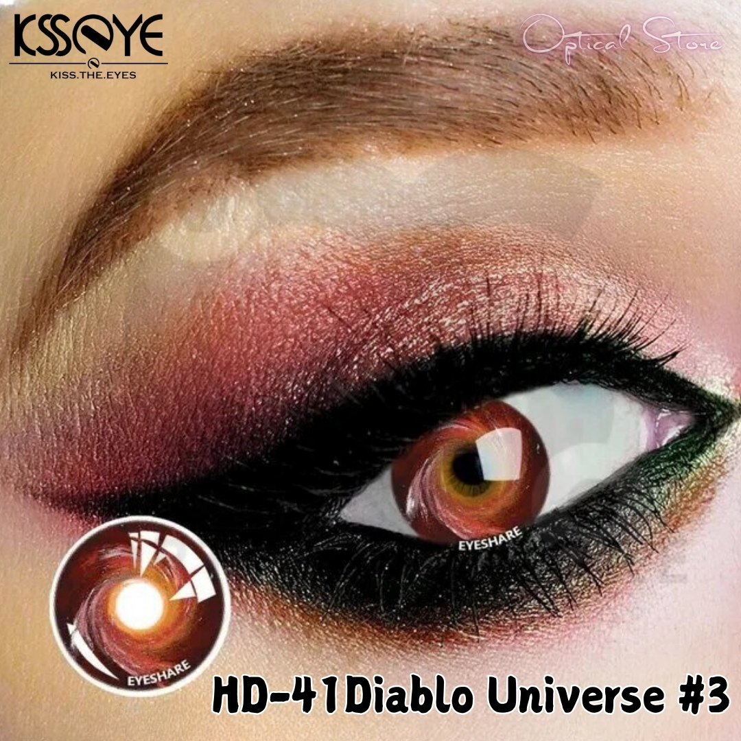 Picture of New Halloween Exclusive Diablo Universe #3/Vortex Red Color Contact lens With regular Kit Box For men & women. 1 pair HD41 Color Halloween Contact Lens for Halloween Party,Cosplay,Anime & Costumes. Halloween  Color Contact Lens. #HD41