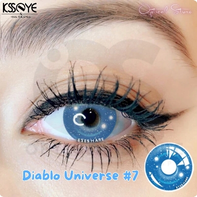 Picture of New Halloween Exclusive Diablo Universe #7 Color Contact lens With regular Kit Box For men & women. 1 pair Hd46 Blue color Halloween Contact Lens for Halloween Party,Cosplay,Anime & Costumes. Halloween  Color Contact Lens. #HD46