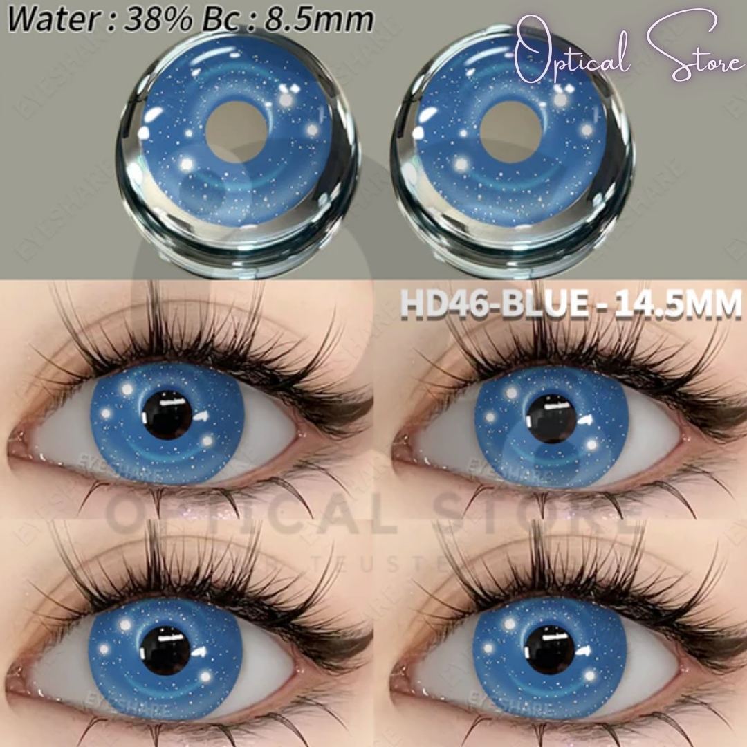 Picture of New Halloween Exclusive Diablo Universe #7 Color Contact lens With regular Kit Box For men & women. 1 pair Hd46 Blue color Halloween Contact Lens for Halloween Party,Cosplay,Anime & Costumes. Halloween  Color Contact Lens. #HD46