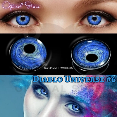 Picture of New Halloween Exclusive HD44-3 Diablo Universe #6(Blue) Color Contact Lenses With Regular Kit Box for men & women. 1 pair HD44-3 Diablo universe #6 Color Contact lens For Halloween party,Cosplay &Costumes. Halloween Contact Lens.#hd44-3