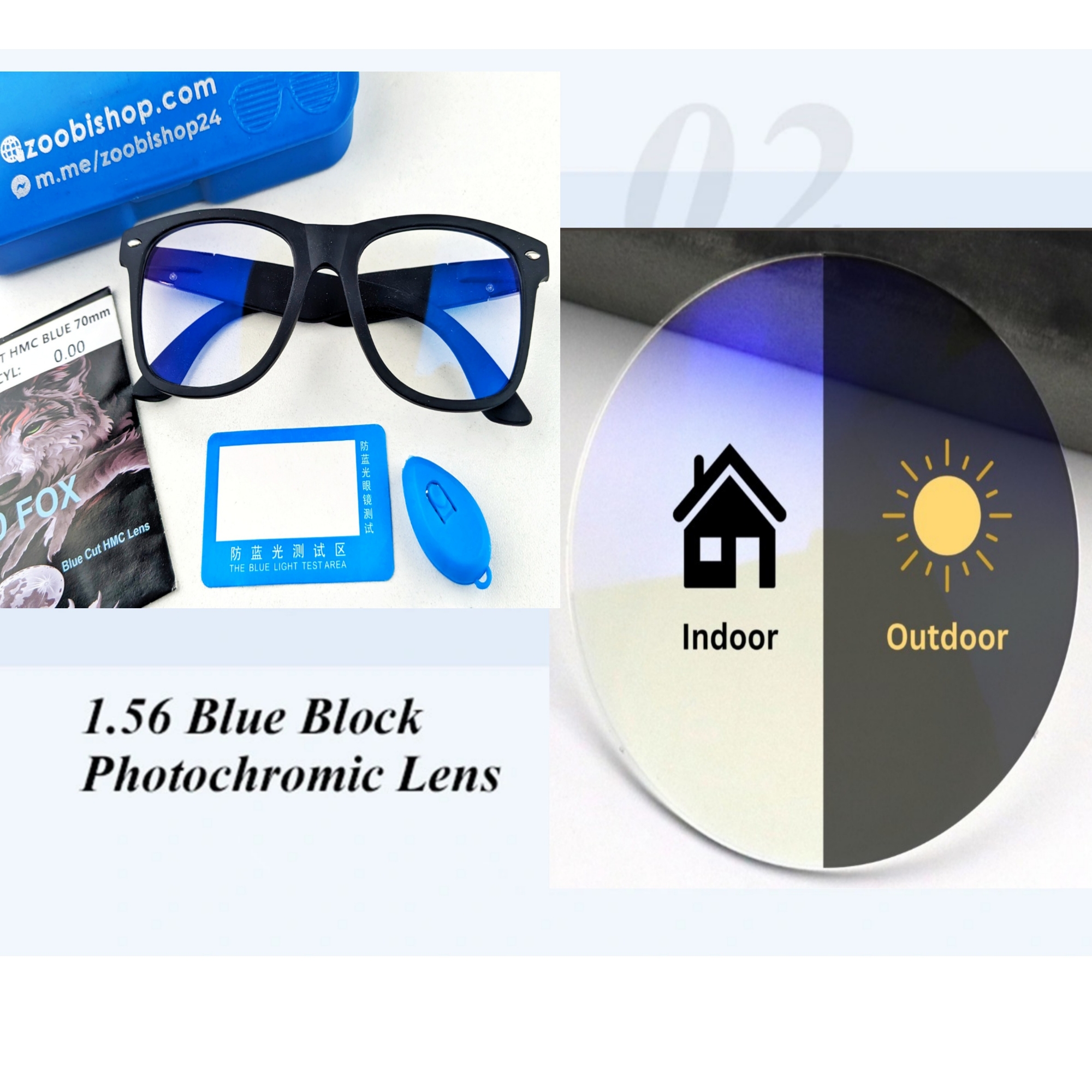 Picture of WAYFARER Sunglass style Photosun Bluecut Glass 2 in 1 Regular mobile & sunlight ray protect, Anti-reflect Blue light computer glass, men-women Radiation Blue Light & sunlight Blocking Eyewear  UV420 Protection Gaming Eyeglass Frame 2157