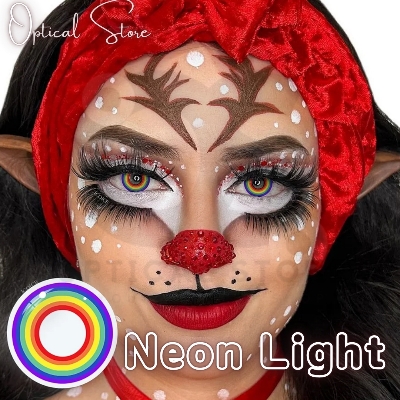 Picture of New Halloween Exclusive Cosplay Neon Light/Multicolor Rainbow Color Contact Lens with Regular Kit Box For Men & Women.1pair Multicolor Rainbow Halowwen Contact Lens for Cosplay,Halloween Party & Costumes. Halloween Contact Lens. #neon.light