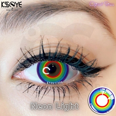 Picture of New Halloween Exclusive Cosplay Neon Light/Multicolor Rainbow Color Contact Lens with Regular Kit Box For Men & Women.1pair Multicolor Rainbow Halowwen Contact Lens for Cosplay,Halloween Party & Costumes. Halloween Contact Lens. #neon.light