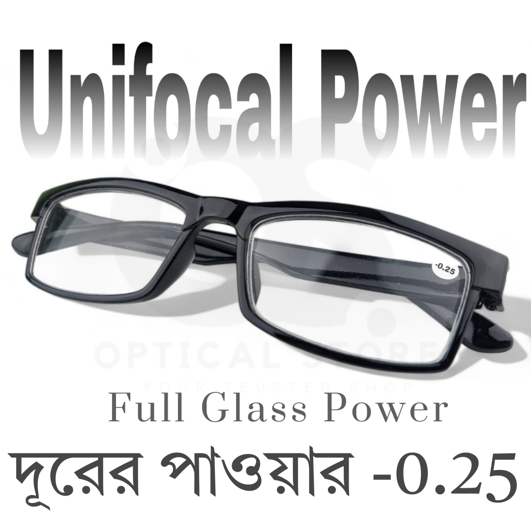 Picture of Clear eyeglasses with Minus Power -0.25 Negative Power Glasses For Men-Women UniFocal (Full Glass Power) Slim Light Weight Small Plastic Rectangular Frame Clear Lens Glasses .