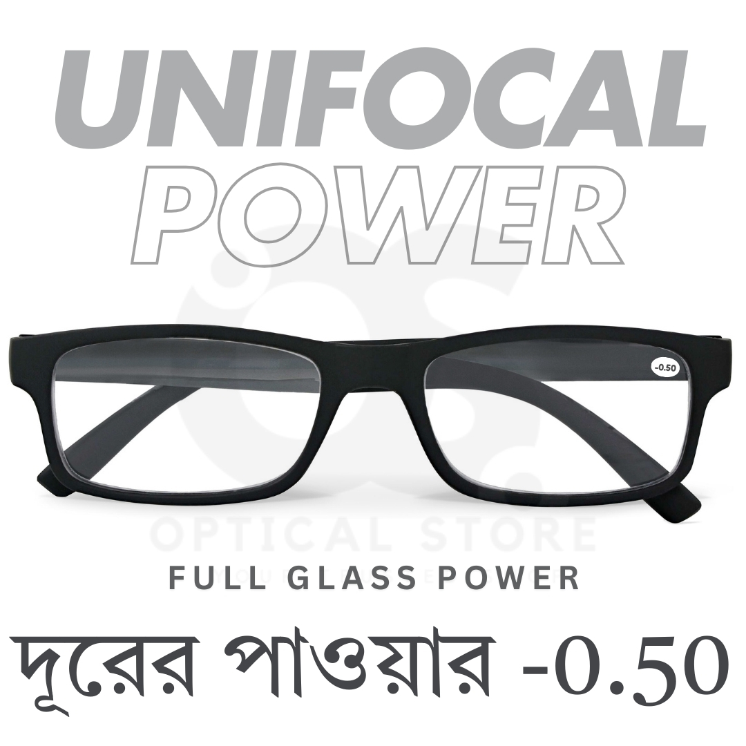 Picture of Clear eyeglasses with Minus Power -0.50 Negative Power Glasses For Men-Women UniFocal (Full Glass Power) Slim Light Weight Small Plastic Rectangular Frame Clear Lens Glasses .
