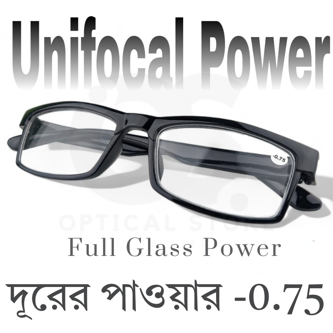Picture of Clear eyeglasses with Minus Power -0.75 Negative Power Glasses For Men-Women UniFocal (Full Glass Power) Slim Light Weight Small Plastic Rectangular Frame Clear Lens Glasses .