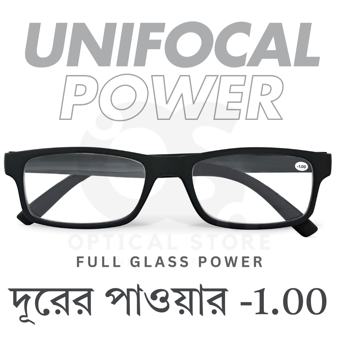 Picture of Clear eyeglasses with Minus Power -1.00 Negative Power Glasses For Men-Women UniFocal (Full Glass Power) Slim Light Weight Small Plastic Rectangular Frame Clear Lens Glasses .