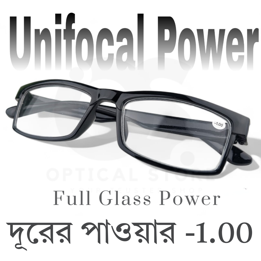 Picture of Clear eyeglasses with Minus Power -1.00 Negative Power Glasses For Men-Women UniFocal (Full Glass Power) Slim Light Weight Small Plastic Rectangular Frame Clear Lens Glasses .