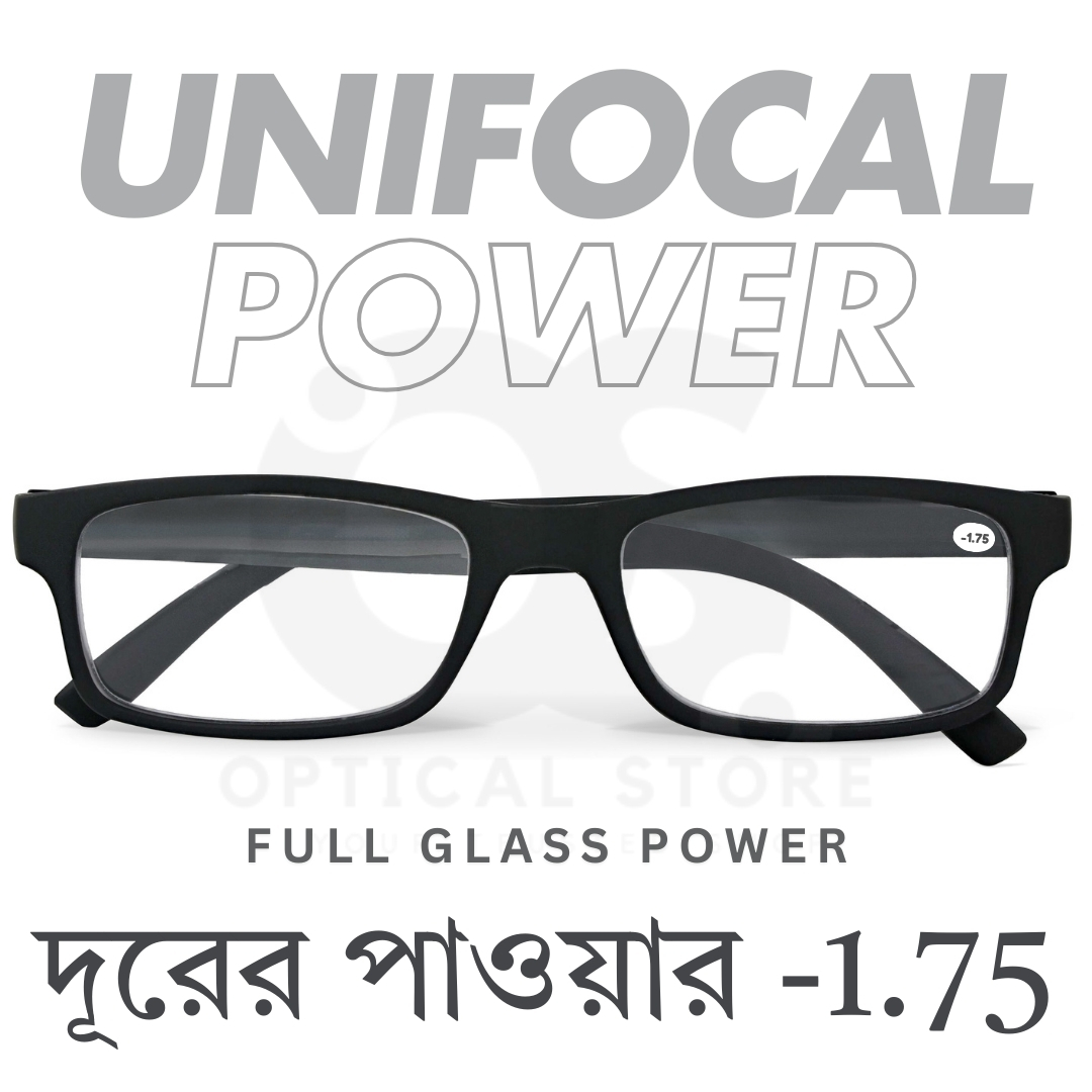 Picture of Clear eyeglasses with Minus Power -1.75 Negative Power Glasses For Men-Women UniFocal (Full Glass Power) Slim Light Weight Small Plastic Rectangular Frame Clear Lens Glasses .