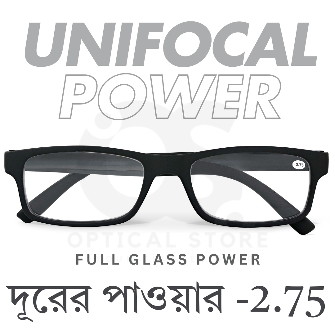 Picture of Clear eyeglasses with Minus Power -2.75 Negative Power Glasses For Men-Women UniFocal (Full Glass Power) Slim Light Weight Small Plastic Rectangular Frame Clear Lens Glasses .