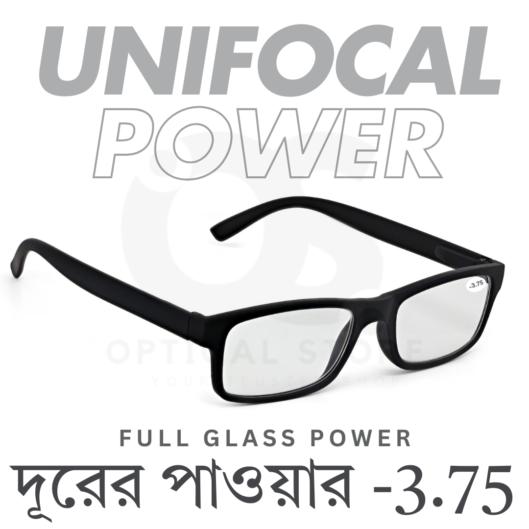 Picture of Clear eyeglasses with Minus Power -3.75 Negative Power Glasses For Men-Women UniFocal (Full Glass Power) Slim Light Weight Small Plastic Rectangular Frame Clear Lens Glasses .