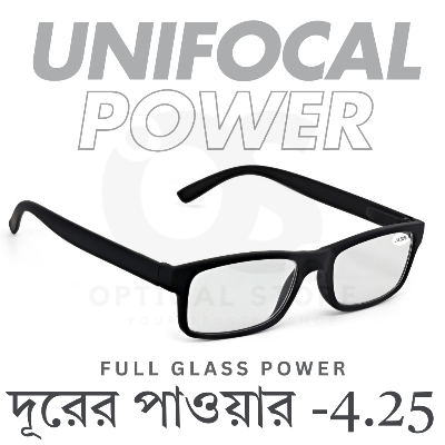 Picture of Clear eyeglasses with Minus Power -4.25 Negative Power Glasses For Men-Women UniFocal (Full Glass Power) Slim Light Weight Small Plastic Rectangular Frame Clear Lens Glasses #4.25
