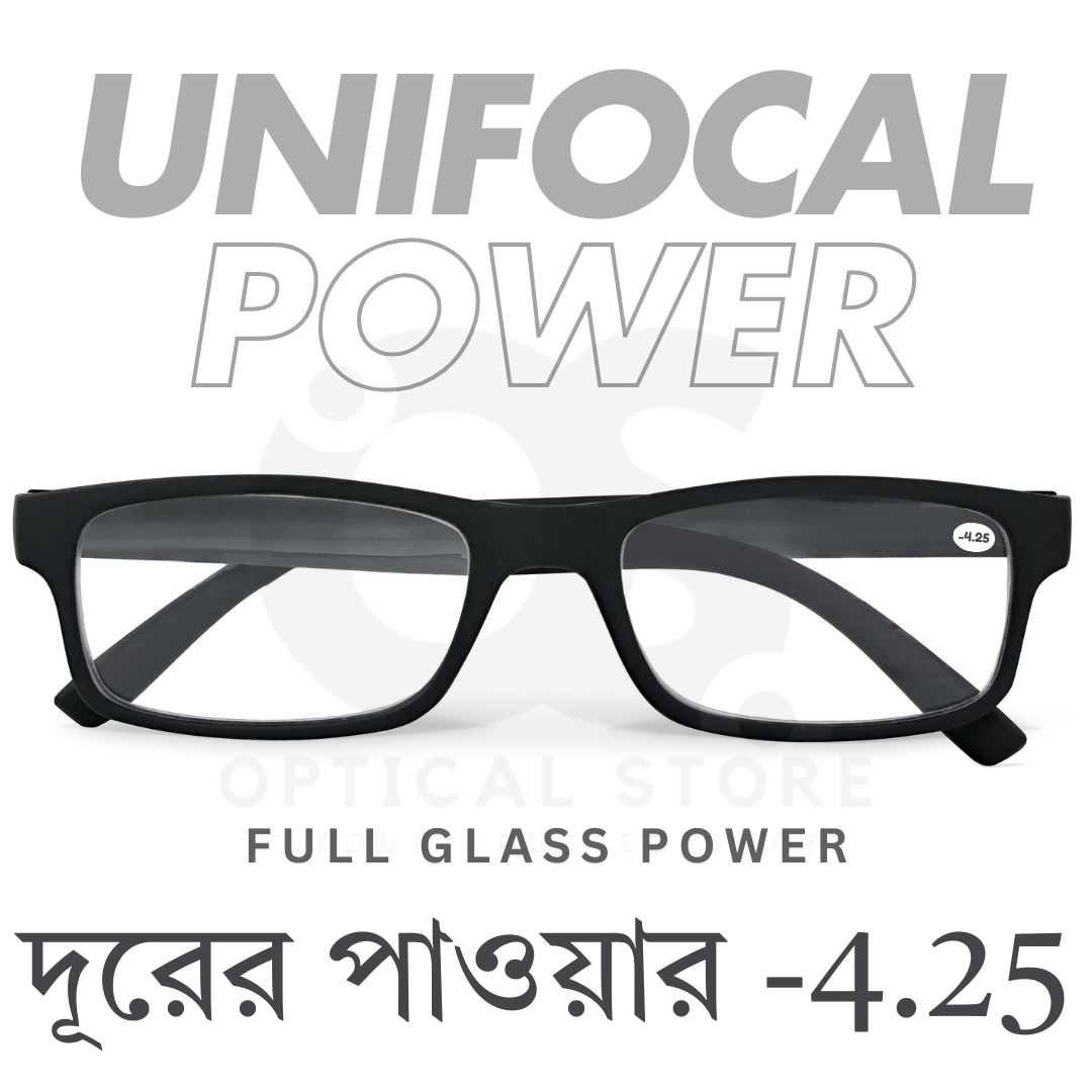 Picture of Clear eyeglasses with Minus Power -4.25 Negative Power Glasses For Men-Women UniFocal (Full Glass Power) Slim Light Weight Small Plastic Rectangular Frame Clear Lens Glasses #4.25