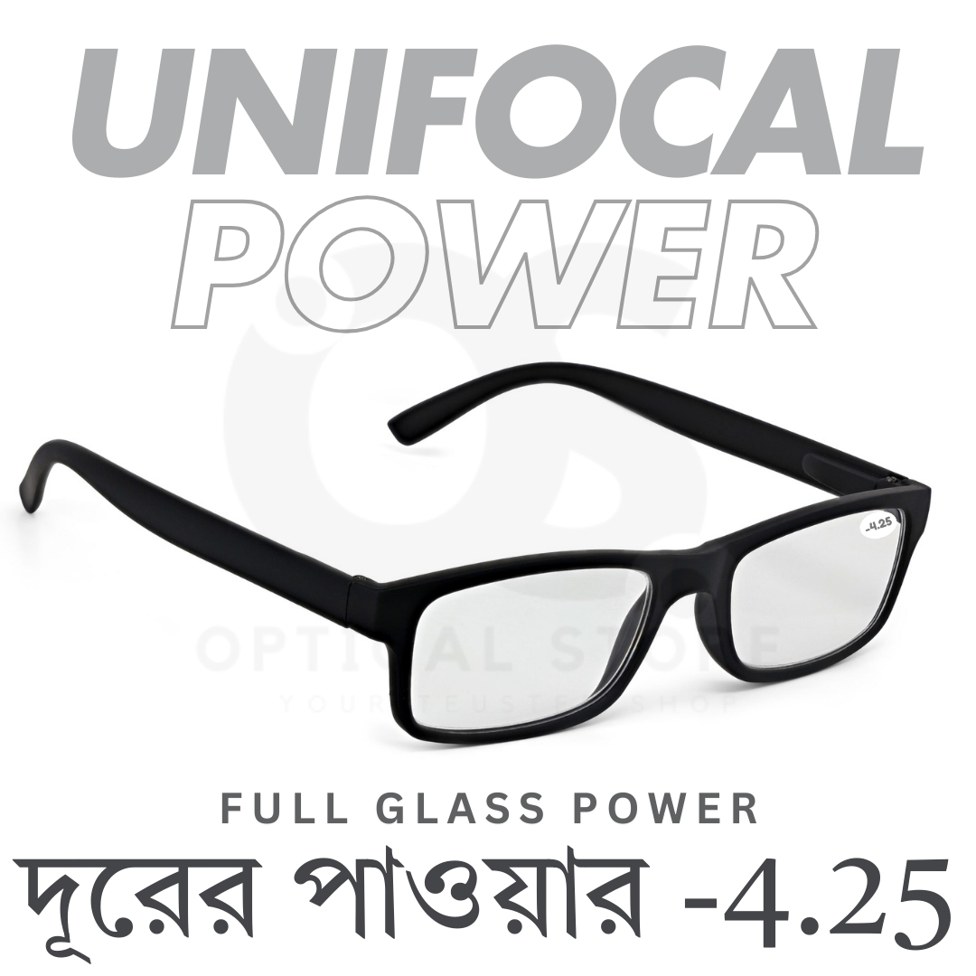Picture of Clear eyeglasses with Minus Power -4.25 Negative Power Glasses For Men-Women UniFocal (Full Glass Power) Slim Light Weight Small Plastic Rectangular Frame Clear Lens Glasses #4.25