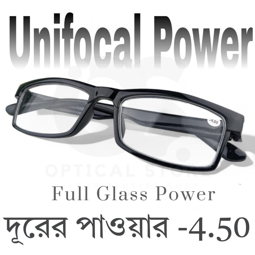 Picture of Clear eyeglasses with Minus Power -4.50 Negative Power Glasses For Men-Women UniFocal (Full Glass Power) Slim Light Weight Small Plastic Rectangular Frame Clear Lens Glasses #4.50