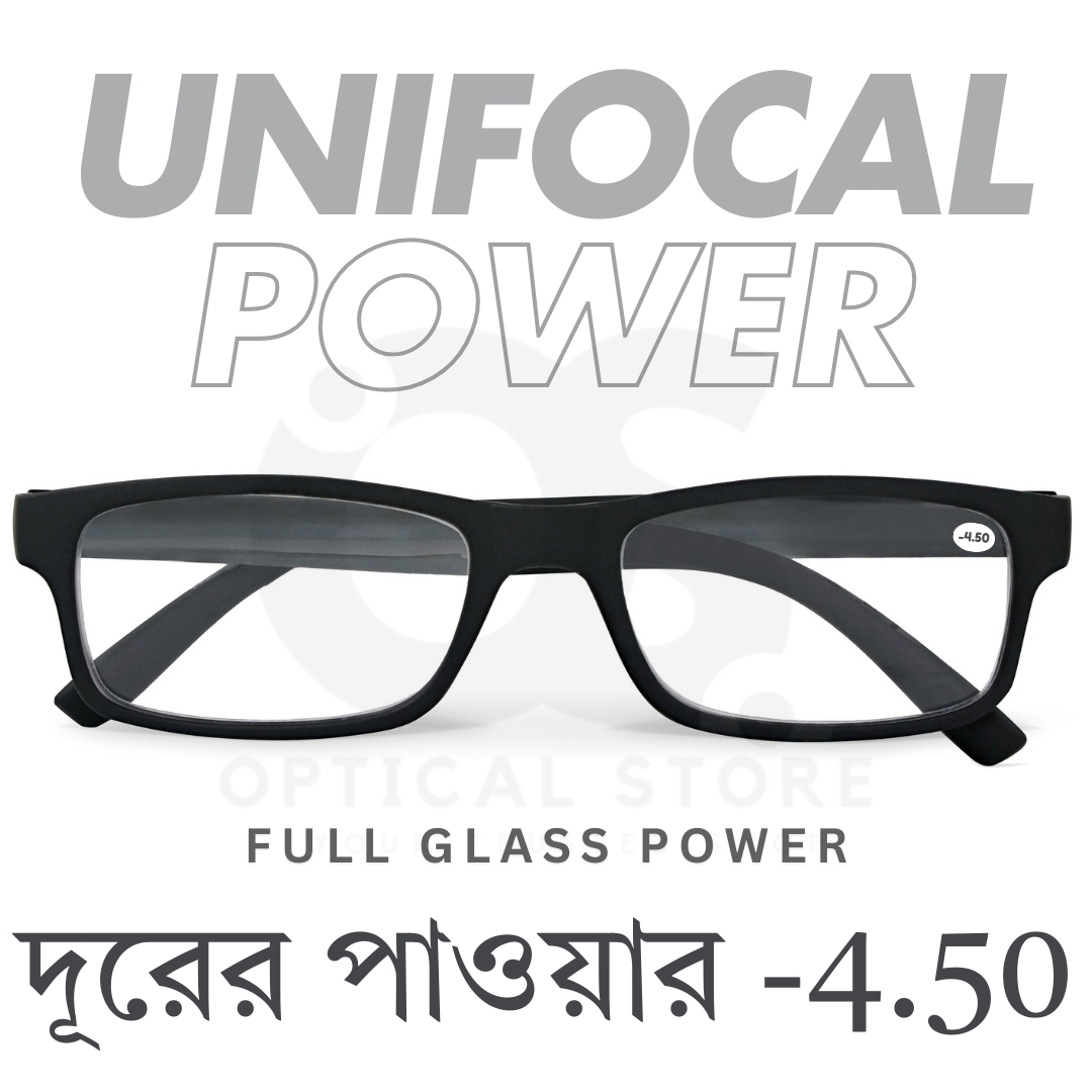 Picture of Clear eyeglasses with Minus Power -4.50 Negative Power Glasses For Men-Women UniFocal (Full Glass Power) Slim Light Weight Small Plastic Rectangular Frame Clear Lens Glasses #4.50