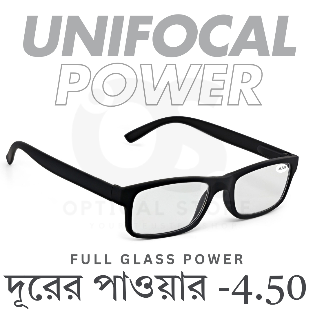 Picture of Clear eyeglasses with Minus Power -4.50 Negative Power Glasses For Men-Women UniFocal (Full Glass Power) Slim Light Weight Small Plastic Rectangular Frame Clear Lens Glasses #4.50