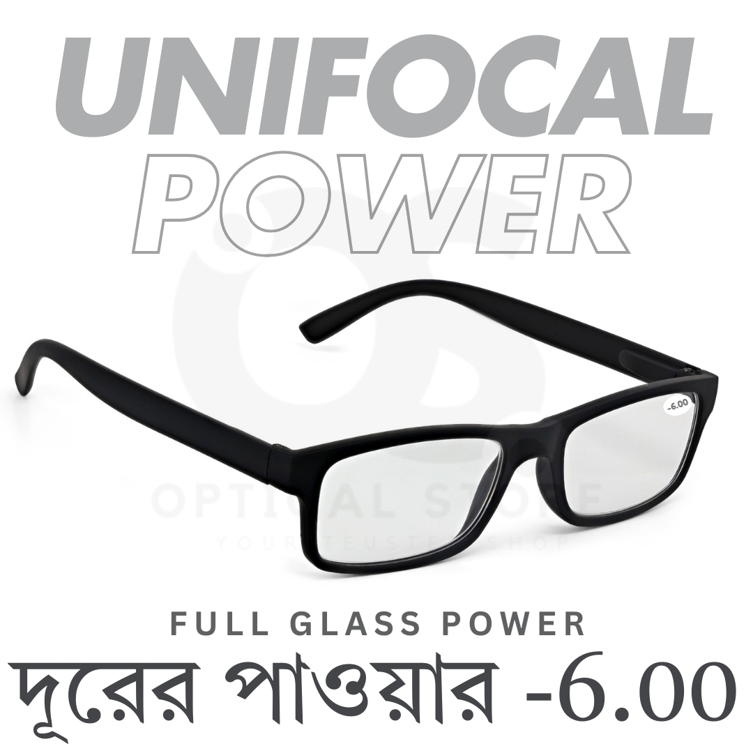 Picture of Clear eyeglasses with Minus Power -6.00 Negative Power Glasses For Men-Women UniFocal (Full Glass Power) Slim Light Weight Small Plastic Rectangular Frame Clear Lens Glasses #6.00
