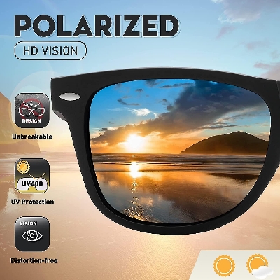 Picture of Polarized Double Poly ultra light Flexible Sunglass for man New Trendy Look Very Stylish Black Sunglass for Men DX11p