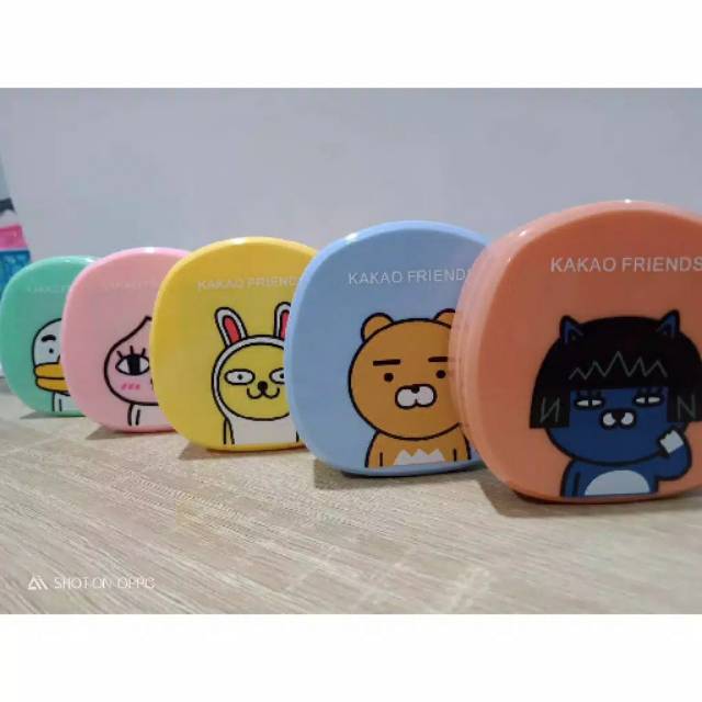 Picture of Kakao Friends Makeup Contact Lenses Case with Mirror, Applicator and Tweezer. Travel Kit Box Portable Design Eye Lenses Box Holder Container for All Kind Of Eye Contact Lens.
