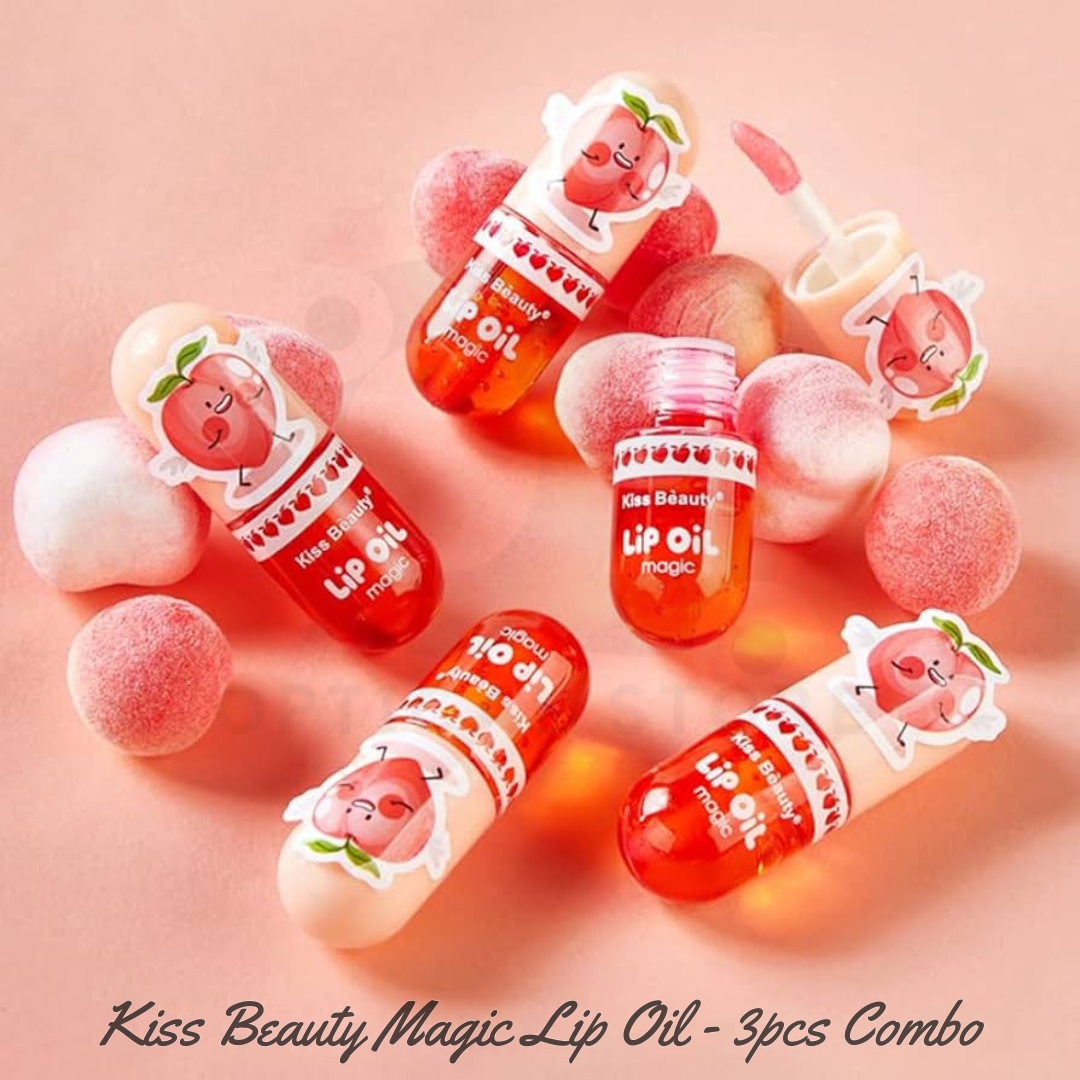 Picture of New Kiss Beauty Magic Lip Oil/Lip Gloss/Lip Balm 3pcs combo for Girls/women. 3pcs Natural pink Color Kiss Beauty Magic Lip Oil For Protects the Lips from Dryness and Restores the Natural Radiance of the Lips with non-stick cup effect. #Kiss.beauty