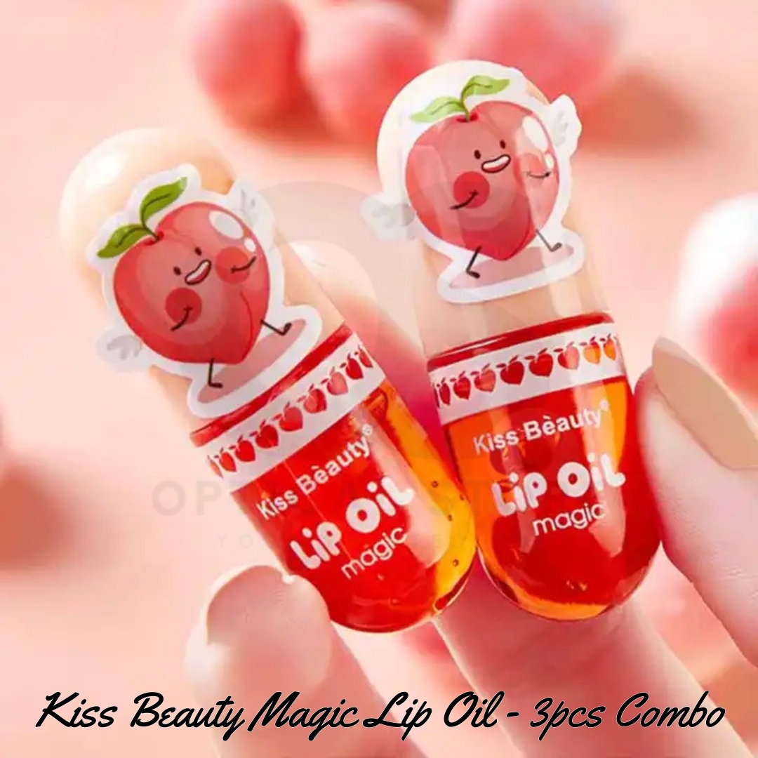 Picture of New Kiss Beauty Magic Lip Oil/Lip Gloss/Lip Balm 3pcs combo for Girls/women. 3pcs Natural pink Color Kiss Beauty Magic Lip Oil For Protects the Lips from Dryness and Restores the Natural Radiance of the Lips with non-stick cup effect. #Kiss.beauty