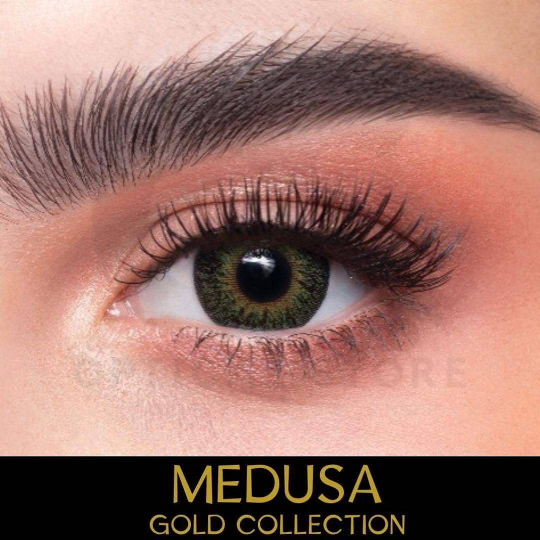 Picture of New Dahab Medusa Color Contact Lens With Regular Kit Box For Men & Women. 1pair Dahab Medusa Color Contact Lens For Eye Makeup or Eyes Cosmatics. Dahab Gold Collectrion. #medusa