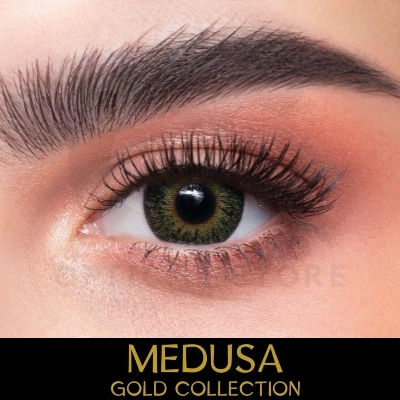 Picture of New Dahab Medusa Color Contact Lens With Regular Kit Box For Men & Women. 1pair Dahab Medusa Color Contact Lens For Eye Makeup or Eyes Cosmatics. Dahab Gold Collectrion. #medusa