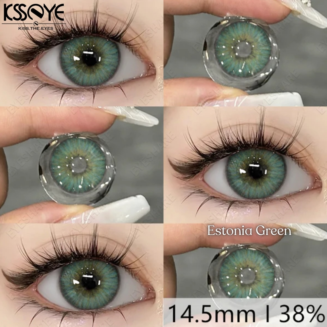 Picture of New Ksseye  Estonia Green Color Contact Lens With Regular Kit Box For Men and Women. 1 Pair Ksseye Color Contact Lens For Eye Makeup and Cosmetics.Ksseye Estonia Series. #estonia