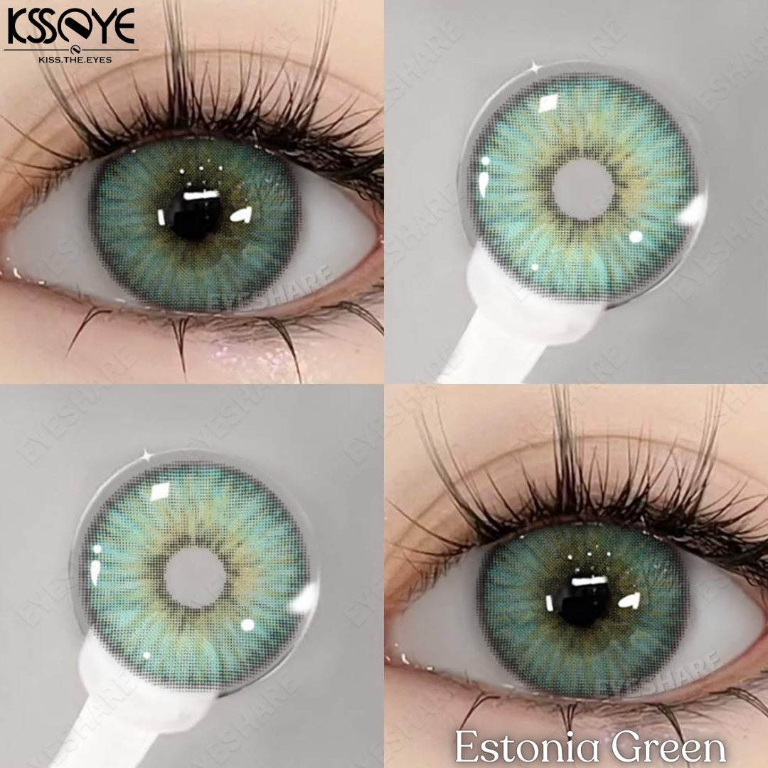 Picture of New Estonia Green Color Contact Lens With Regular Kit Box For Men and Women. 1 Pair Color Contact Lens For Eye Makeup and Cosmetics.Estonia Series. #estonia