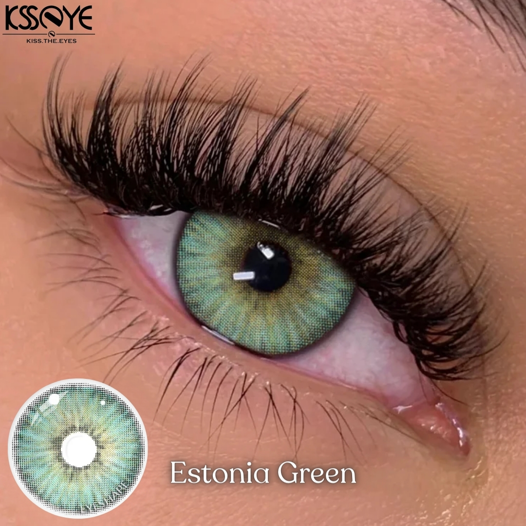 Picture of New Estonia Green Color Contact Lens With Regular Kit Box For Men and Women. 1 Pair Color Contact Lens For Eye Makeup and Cosmetics.Estonia Series. #estonia