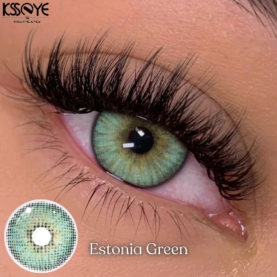 Picture of New Estonia Green Color Contact Lens With Regular Kit Box For Men and Women. 1 Pair Color Contact Lens For Eye Makeup and Cosmetics.Estonia Series. #estonia