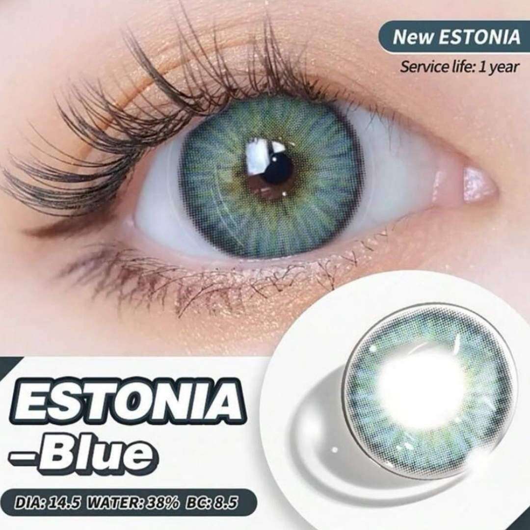 Picture of New Estonia Blue Color Contact Lens With Regular Kit Box For Men and Women. 1 Pair Ksseye Color Contact Lens For Eye Makeup and Cosmetics.Estonia Series. #estonia