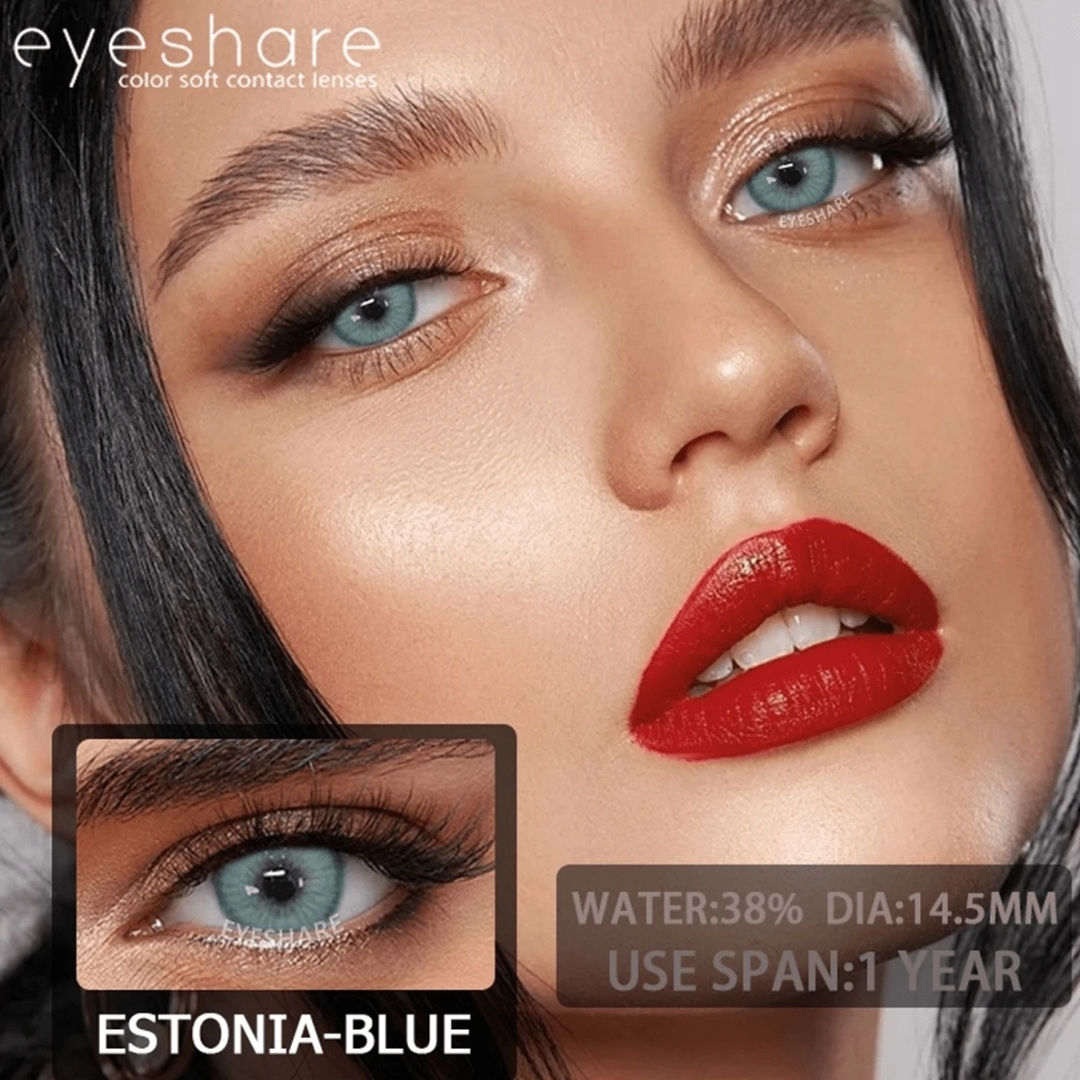 Picture of New Estonia Blue Color Contact Lens With Regular Kit Box For Men and Women. 1 Pair Ksseye Color Contact Lens For Eye Makeup and Cosmetics.Estonia Series. #estonia