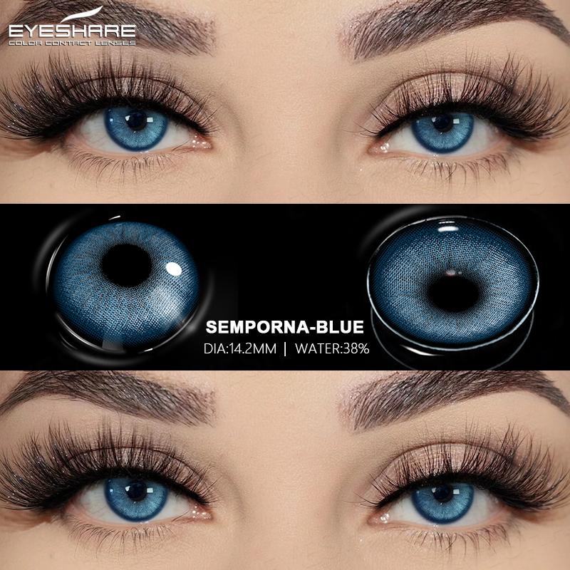 Picture of New Sem.por.na Blue Color Contact Lens With Regular Kit Box For Men and Women. 1 Pair Sem.por.na Blue Color Contact Lens For Eye makeup And Eyefashion. Sem.por.na  Series Contact Lens #sem