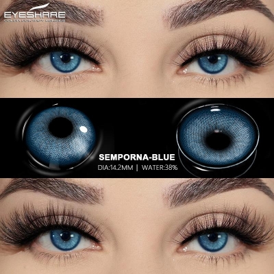 Picture of New Sem.por.na Blue Color Contact Lens With Regular Kit Box For Men and Women. 1 Pair Sem.por.na Blue Color Contact Lens For Eye makeup And Eyefashion. Sem.por.na  Series Contact Lens #sem