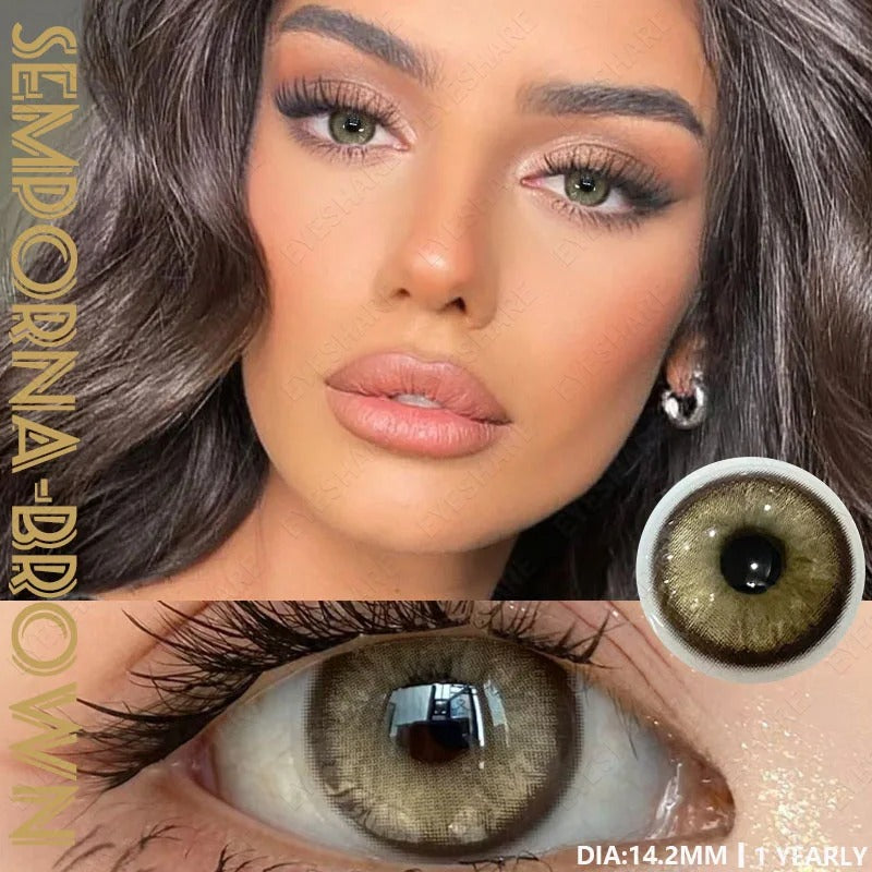 Picture of Ksseye Sem.por.na Brown Color Contact Lens with Lens Kit Box For Men And Women.New Ksseye Sem.por.na Series.#semBrown