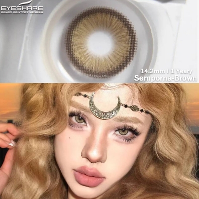 Picture of Ksseye Sem.por.na Brown Color Contact Lens with Lens Kit Box For Men And Women.New Ksseye Sem.por.na Series.#semBrown