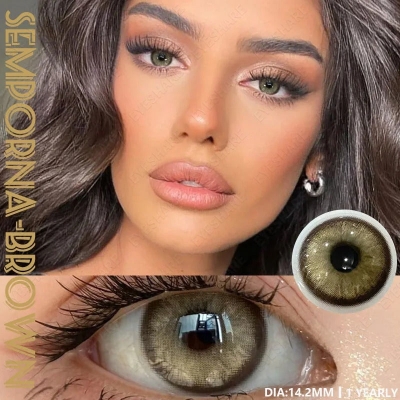 Picture of Ksseye Sem.por.na Brown Color Contact Lens with Lens Kit Box For Men And Women.New Ksseye Sem.por.na Series.#semBrown