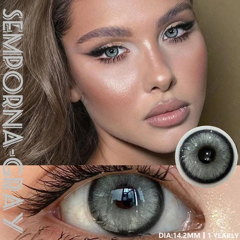 Picture of Ksseye Sem.por.na Gray Color Contact Lens with Lens Kit Box For Men And Women.New Ksseye Sem.por.na Series.#semGray