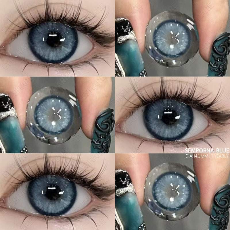 Picture of New Sem.por.na Blue Color Contact Lens With Regular Kit Box For Men and Women. 1 Pair Sem.por.na Blue Color Contact Lens For Eye makeup And Eyefashion. Sem.por.na  Series Contact Lens #sem